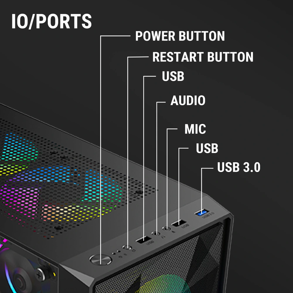 Ant Esports Mid Tower Gaming Cabinet (ATX/M-ATX/ITX) VM41 view 3